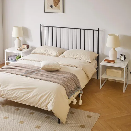 Miniatura 6 de Aibiju Mesa auxiliar grande para sala de estar, soporte de mesa pequeño de 20 pulgadas, mesa de impresora con estante ajustable, mesa de café Blanco