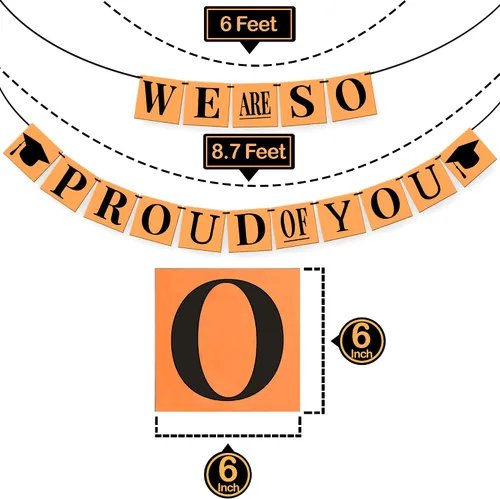 Miniatura 2 de KatchOn, Cartel con texto en inglés «We Are So Proud Of You» – Grande, 14 pies, No DIY Cartel de felicitaciones, decoraciones de graduación negro