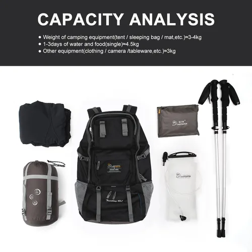 Miniatura 7 de Mochila de senderismo de 40 L de Mountaintop, mochila ligera de viaje para hombres y mujeres, mochila para acampar al aire libre y hacer senderismo