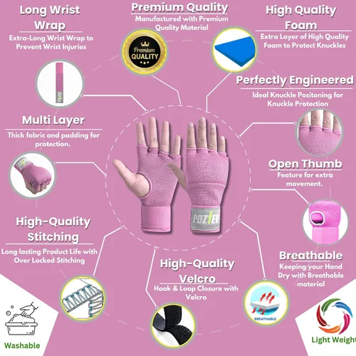 Miniatura 3 de Vendas de mano de boxeo para hombres y mujeres - Vendas rápidas de boxeo, guantes internos, vendas de mano para kickboxing, soporte para nudillos