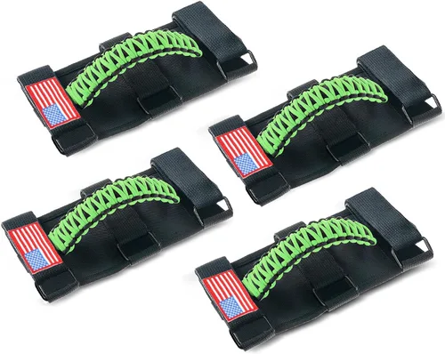 Miniatura 36 de Savadicar Paquete de 4 Asas de Agarre de Barra Enrollable Compatible con 1955-2023 Jeep Wrangler CJ YJ TJ JK JL 4XE & Gladiator JT, Soporte de Negro