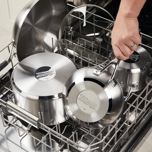 Miniatura 9 de KitchenAid Juego de sartenes antiadherentes de acero inoxidable, 9.5 pulgadas y 12 pulgadas, acero inoxidable cepillado