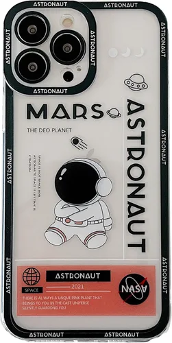 Yonds Queen Funda transparente para iPhone 11, diseño de luna de astronauta espacial de astronauta de dibujos animados, elegante diseño de luna de