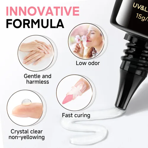 Miniatura 8 de UNA GELLA Arte de uñas en gel 3D, 2 piezas de 15 g de gel de esculpido transparente sin necesidad de limpieza para puntas de uñas, dibujo, moldeado