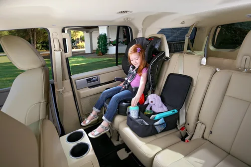 Miniatura 7 de Britax Organizador de asiento de automóvil con portavasos aislados, probado contra choques, 8 bolsillos de malla, separadores centrales extraíbles +