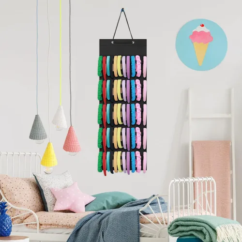 Miniatura 6 de Tudomro Soporte Colgante para Diademas para Niñas Organizador de Accesorios de Cabello de Felpa con 60 Bandas Elásticas Soporte para Lazos