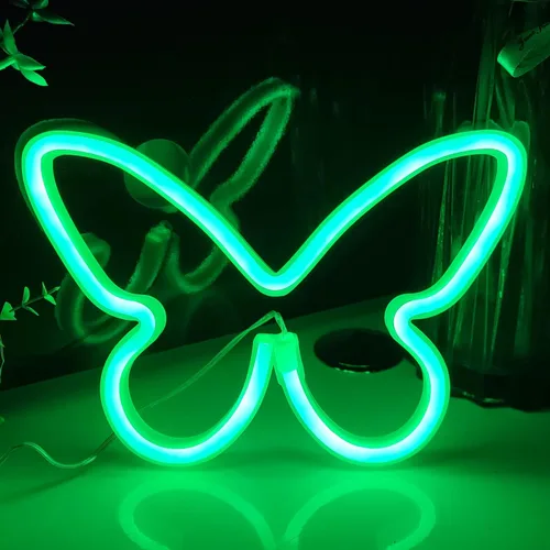 Miniatura 10 de JYWJ Letrero de neón de mariposa, luz de neón con pilas USB o 3 AA, decoración de mesa LED, decoración de pared de dormitorio, regalo de cumpleaños