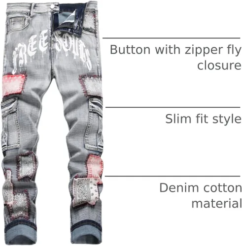 Miniatura 195 de Enrica Pantalones vaqueros estampados casuales para hombre