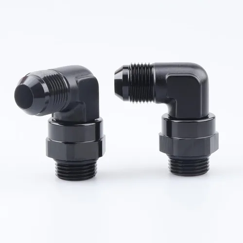 Miniatura 3 de AC PERFORMANCE Adaptador de ajuste de rosca de tubo de aluminio de 90 grados -8 AN macho a -8 AN ORB con junta tórica O Ring Port giratorio, negro
