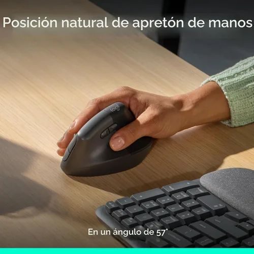 Miniatura 5 de Logitech Wave Keys & Lift - Combo ergonómico de teclado y mouse inalámbricos, con reposamanos acolchado, fácil de cambiar, Bluetooth, para sistema