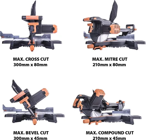 Miniatura 4 de Sierra de inglete deslizante Evolution Power Tools R255SMS+ PLUS de 10 pulgadas multimaterial multipropósito para cortar metal, plástico, madera