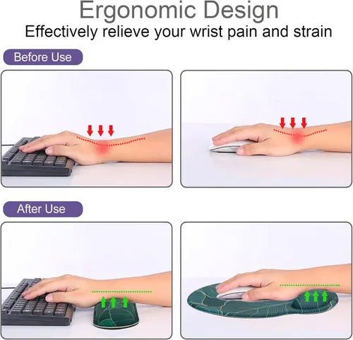 Miniatura 5 de Alfombrilla para mouse + alfombrilla de escritorio + reposamuñecas para teclado + posavasos 4 en 1, bonita alfombrilla de mouse ergonómica grande D2