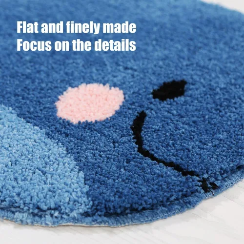Miniatura 3 de IcosaMro Alfombra de baño azul con diseño de ballena, bonita alfombra antideslizante, lavable, de microfibra, absorbente de agua, alfombra de piso