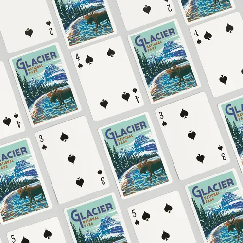 Miniatura 4 de Lantern Press Parque Nacional Glacier, Montana, Explorer Series, Moose (52 cartas de juego, baraja de cartas de tamaño póker con Jokers)