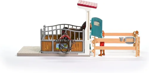 Miniatura 8 de Schleich Horse Club - Juego de juguetes de caballo de 25 piezas Hannah y Cayenne con caballeriza y accesorios - Etiqueta de nombre de establo