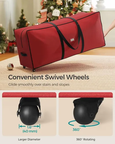 Miniatura 3 de SONGMICS Bolsa de almacenamiento para árbol de Navidad con ruedas de 1.6 pulgadas, bolsa de almacenamiento rodante, hasta 7.5 pies, para árbol