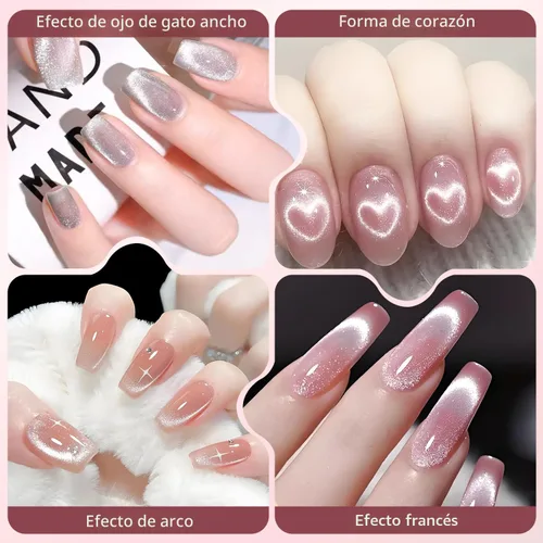 Miniatura 5 de Juego de 4 imanes de ojo de gato – Imán de ojo de gato negro para principiantes con imanes de uñas de corazón para arte de uñas, imán para esmalte