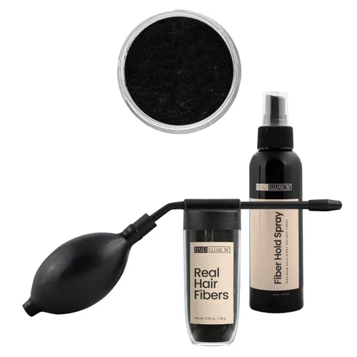 Miniatura 9 de Hair Illusion Kit combinado - Spray de sujeción, botella de fibra capilar de 1.48 onzas, aplicador y optimizador de línea capilar (marrón)