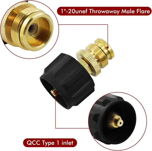 Miniatura 3 de MENSI Adaptador de cilindro de propano convertido a 1 "-20UNEF Adaptador de manguera flexible desechable para parrilla de barbacoa, calentador
