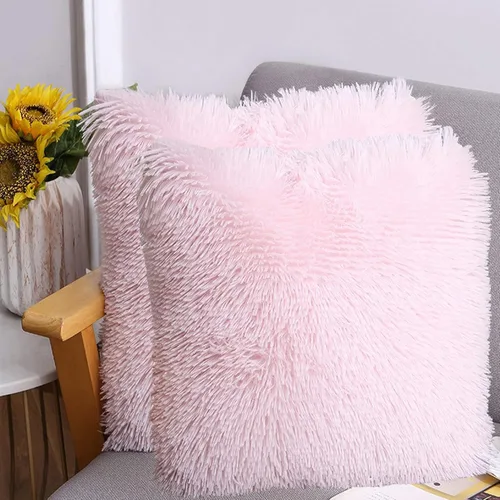 Dongchen Juego de 2 fundas de almohada de piel sintética de piel suave, color melocotón rubor, decorativas, teñido anudado, color rosa, para niñas,