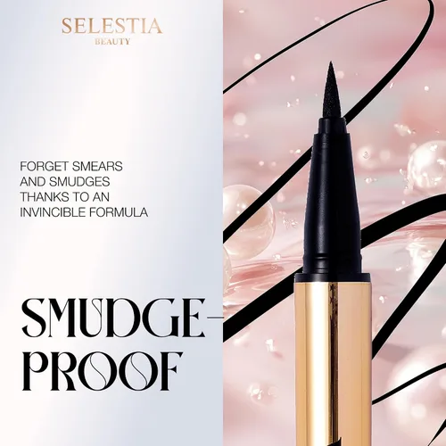 Miniatura 3 de SELESTIA BEAUTY Lápiz delineador líquido negro Queen Cobra – Larga duración – Secado rápido, sin descamación – Aplicador fino y color intenso