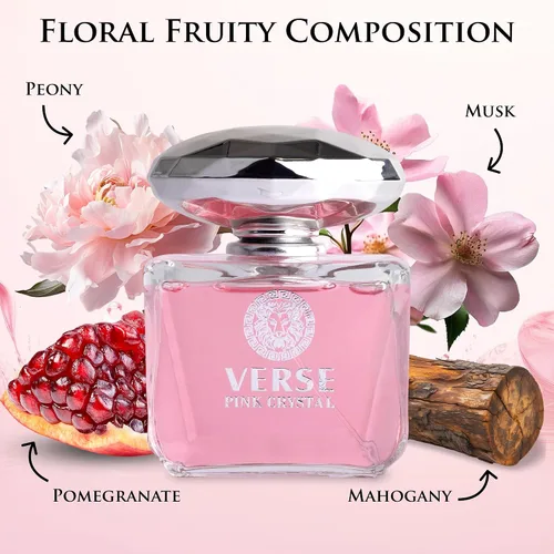 Miniatura 9 de Verse Pink Crystal Eau De Parfum para Mujer - Notas Superiores de Granada, Yuzu y Acorde Helado - Notas de Fondo de Peonía, Loto, Magnolia, Ámbar