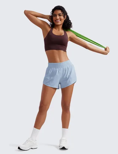 Miniatura 3 de CRZ YOGA Pantalones cortos de correr de cintura alta para mujer de 2.5 pulgadas, forro de malla de secado rápido para entrenamiento deportivo