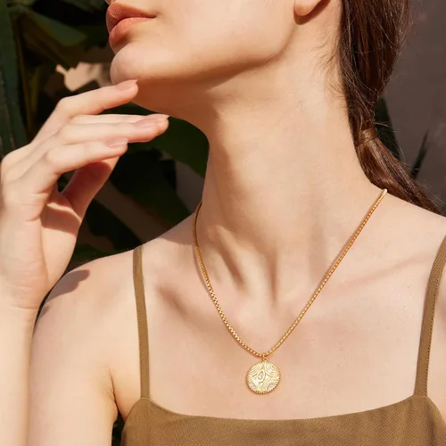 Miniatura 4 de Valloey Rover Collar con dije de lunares pequeños, delicado collar de plata de ley chapada en oro de 14 quilates, collar de gargantilla de círculo