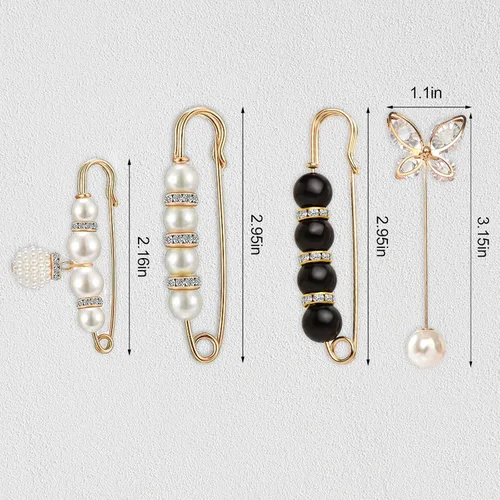 Miniatura 2 de 4 broches de perlas, alfileres de seguridad para mujeres y niñas, pantalones de vestir, falda, cuello de cárdigan, broches de diamantes de imitación