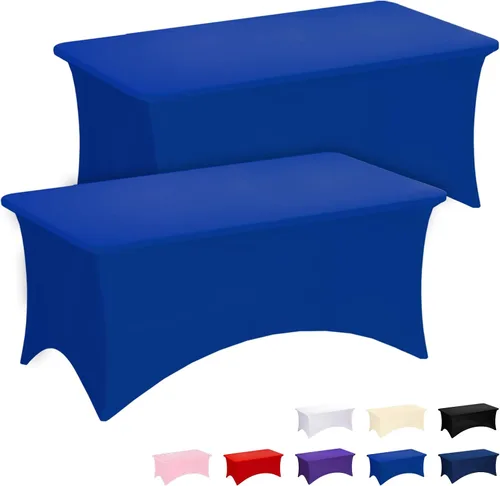 Miniatura 32 de Fixwal Paquete de 3 Manteles Negros para Mesas Rectangulares de 6 Pies, Manteles Rectangulares Elásticos de Spandex Ajustables de 6 Pies