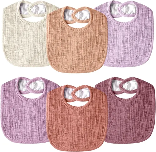 Miniatura 18 de Baberos de muselina para bebés para niños y niñas, baberos de algodón para babeo, baberos ajustables para recién nacidos para babeo y dentición