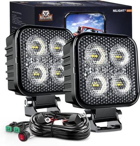 Miniatura 11 de Nilight 2 unidades de focos LED ámbar cuadrados de 3 pulgadas y 15W con EMC integrado, haz de luz de inundación para iluminación todoterreno, luz