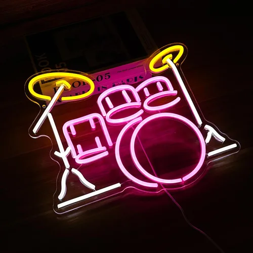 Miniatura 5 de Señal de Juego de Tambores de Neón Regulable Luz de Neón LED Vibrante para Amantes de la Música Decoración de Pared para Dormitorio Estudio Bar Luz