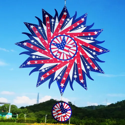DJUAN Decoraciones del 4 de julio, 30cm Bandera americana patriótica giratoria de viento del 4 de julio para exterior, Giratorias de viento