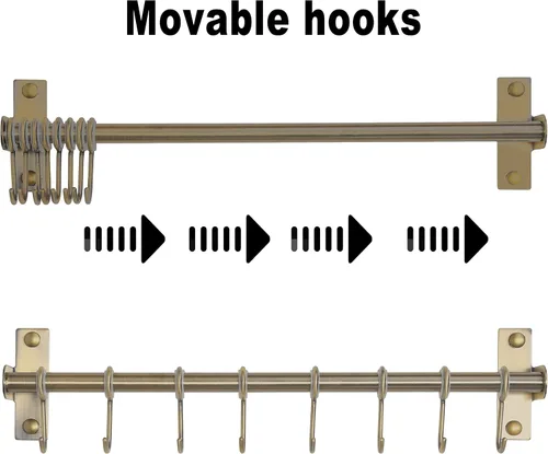 Miniatura 7 de Dseap Soporte para utensilios de cocina, soporte de pared para ollas y sartenes, riel de cocina con 8 ganchos para colgar utensilios de cocina
