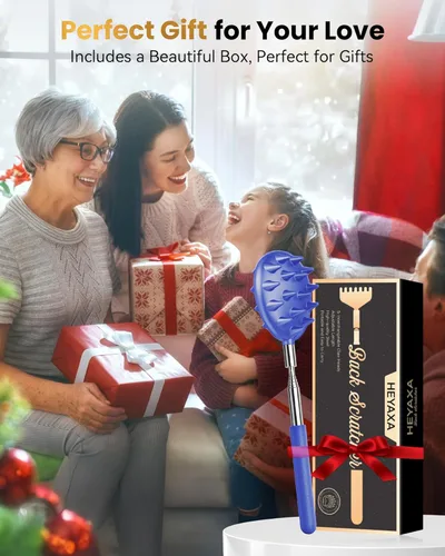 Miniatura 6 de Rascador de espalda telescópico con 5 cabezas desmontables, regalos para Navidad, rellenos de calcetines para hombres, mujeres, él, ella, papá