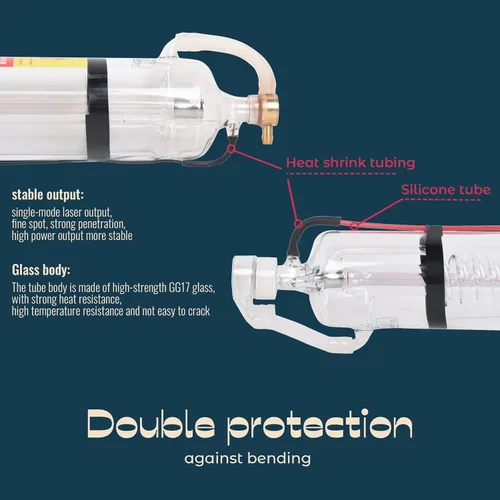 Miniatura 5 de Doppy Longitud del tubo láser de CO2 80W 49.213 in con cabeza de metal (pico 100 W) con recubrimiento para cortador láser máquina de corte