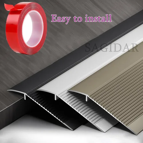 Miniatura 7 de SAGIDAR Tiras de transición de aluminio para puerta, rampas de umbral de metal de 3.9 in de ancho, tira de borde de alfombra antideslizante, suave