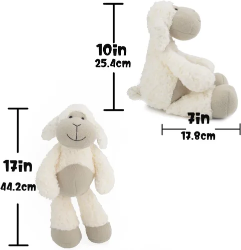 Miniatura 3 de Peluche de oveja abrazable de 17 pulgadas, color blanco y crema para niños y niñas, juguetes de peluche suaves y adorables para bebés recién