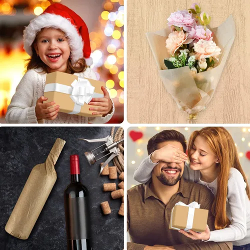 Miniatura 7 de NEBURORA Papel de Seda Kraft para Bolsas de Regalo 60 Hojas Papel de Envolver Beige a Granel 14 X 20 Pulgadas Papel de Envolver Marrón para Relleno