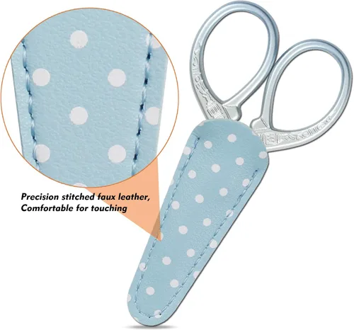 Miniatura 4 de Tijeras Pequeñas de Costura de 9 cm Tijeras de Bordado Pequeñas de Precisión con Funda de Cuero Tijera de Acero Inoxidable para Trabajo de Aguja