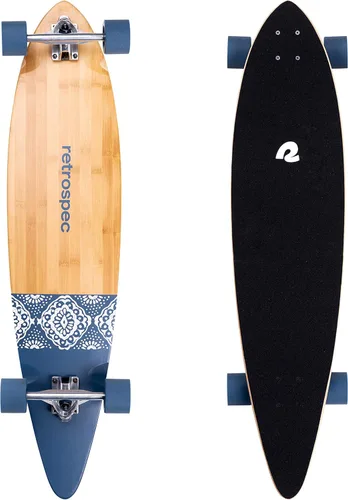 Miniatura 14 de Retrospec Zed Pintail & Cruiser Longboard Patineta para Adultos - Tabla de 112 cm de bambú y arce canadiense con rodamientos ABEC-7, ruedas de Aqua