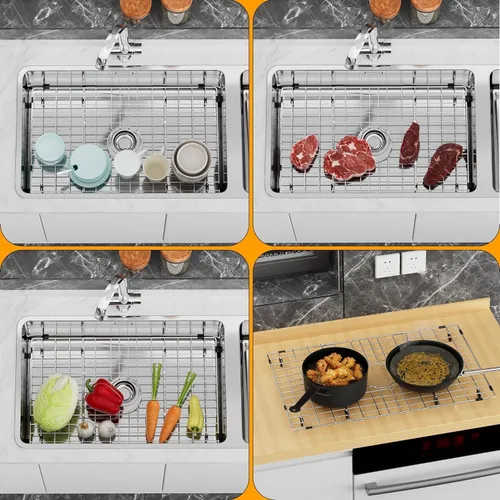 Miniatura 9 de Rejilla de fregadero grande, protector de fregadero para fregadero de cocina, 18-1/8 pulgadas de largo x 13-3/8 pulgadas de ancho, rejilla