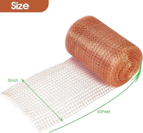 Miniatura 2 de Rollo de malla de cobre para repelente de ratones y ratas, resistente lana de cobre de 5" x 50' para trampa de ratón para control de murciélagos
