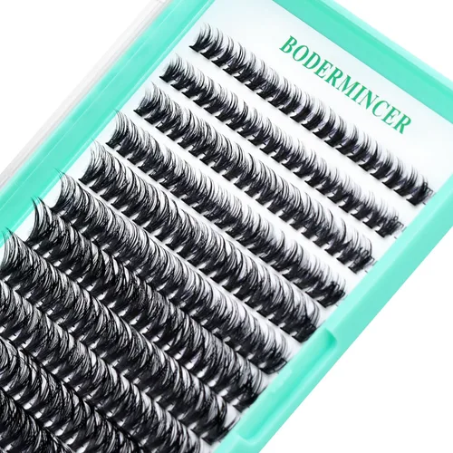 Miniatura 23 de Bodermincer - Bandeja grande de 240 pestañas de rizo D de 0.3 a 0.8 pulgadas (8 a 20 mm) para elegir, pestañas postizas individual para maquillaje