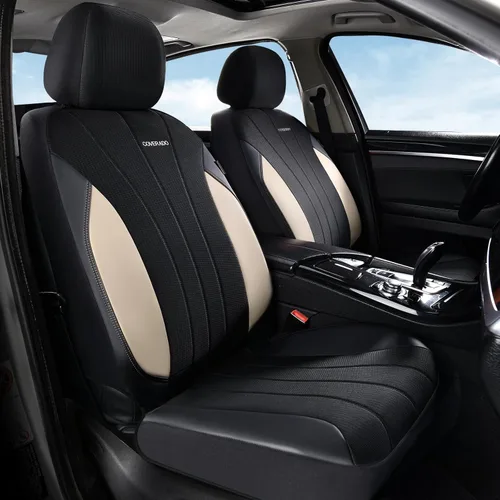 Miniatura 37 de Coverado Fundas de asiento delantero, fundas de asiento beige, 2 asientos, protectores de cuero para automóvil, paquete de 2, fundas de asiento