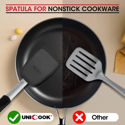 Miniatura 5 de Unicook Espátula de silicona flexible, volteador, 600 F, resistente al calor, ideal para voltear huevos, hamburguesas, crepes y más, pequeña