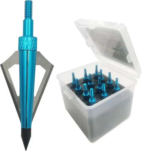 Miniatura 13 de Cabezas de caza con 3 cuchillas para tiro con arco, 100 o 125, grano, 12 unidades, puntas de flecha atornilladas, compatibles con arcos Rojo