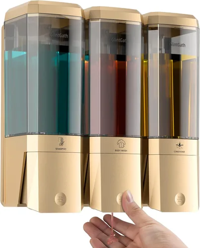 Miniatura 7 de Dispensador de champú y acondicionador, dispensador de ducha de 3 cámaras sin taladro, dispensador de champú montado en la pared para ducha