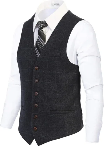 Miniatura 75 de Gioberti Chaleco de tweed formal de 6 botones para hombres